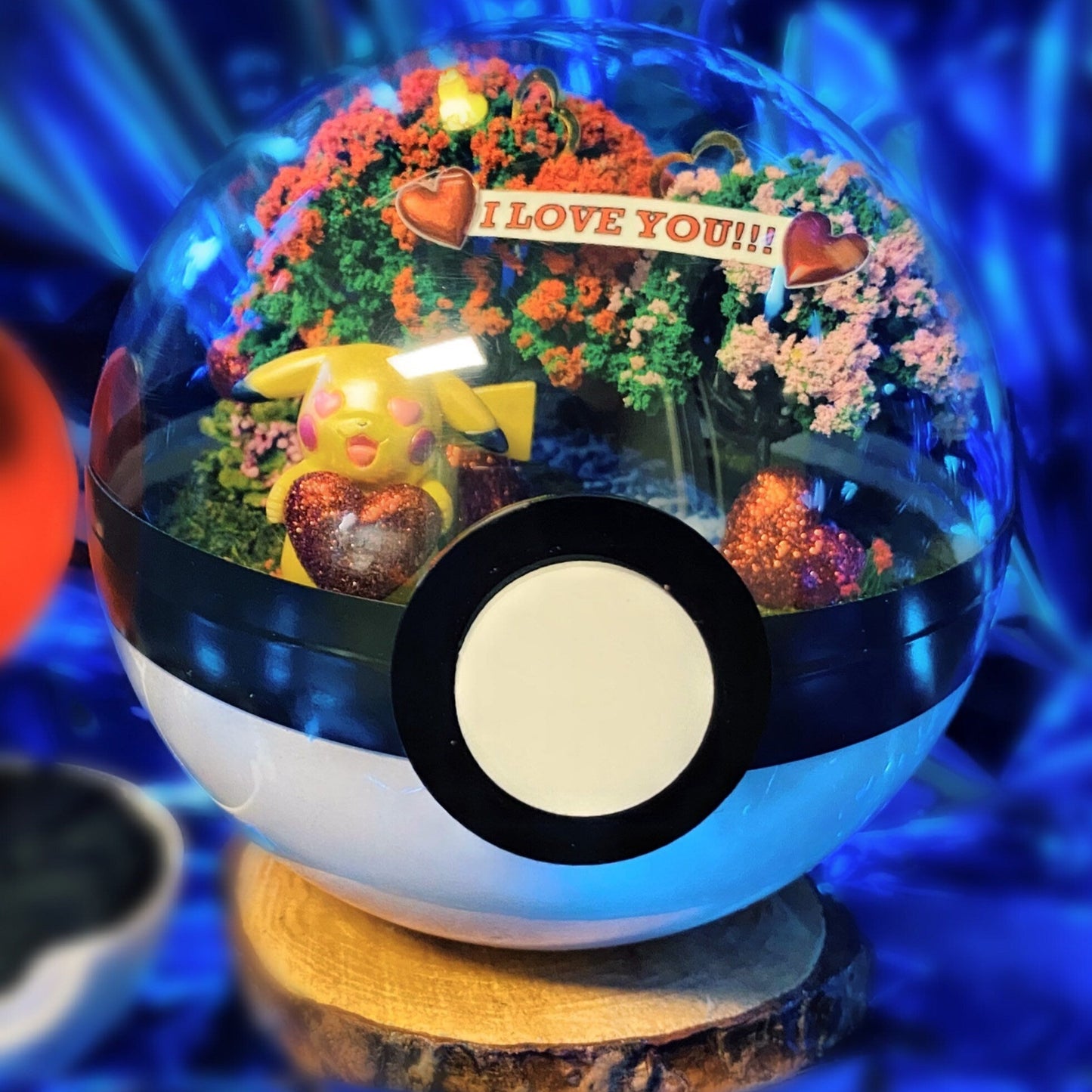 Valentine's Day Pokemon Terrarium heart themed LARGE 5 inch Pokeball