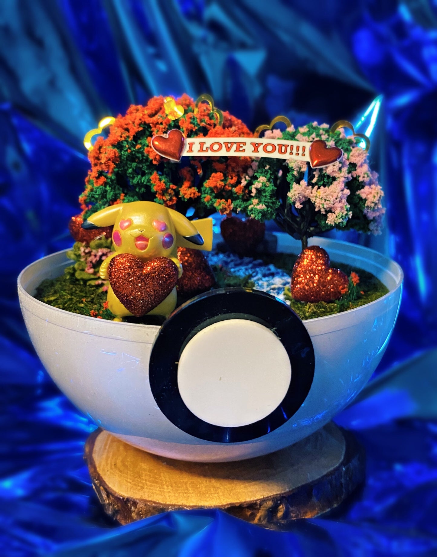 Valentine's Day Pokemon Terrarium heart themed LARGE 5 inch Pokeball