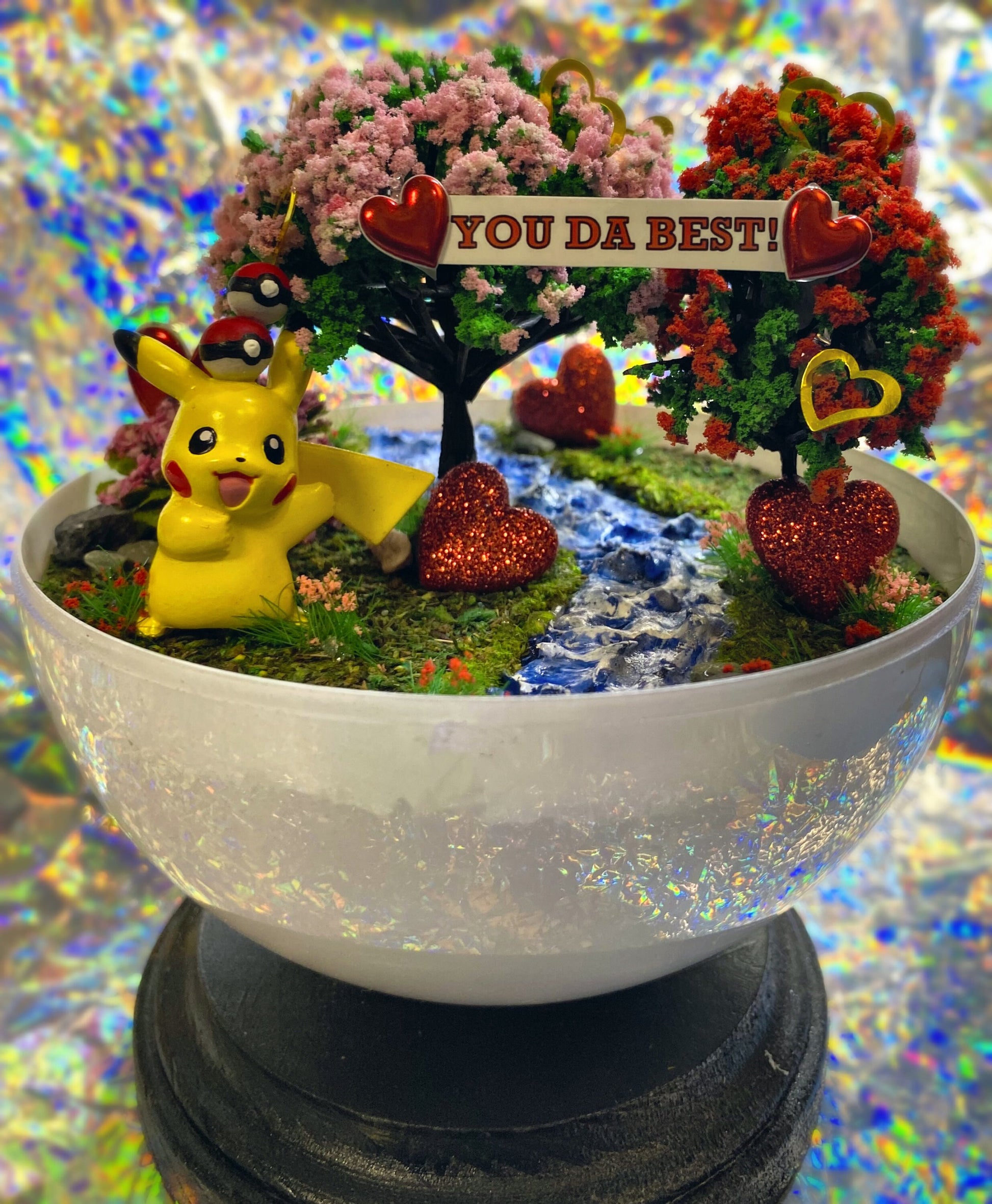 Valentine's Day Pokemon Terrarium heart themed LARGE 5 inch Pokeball